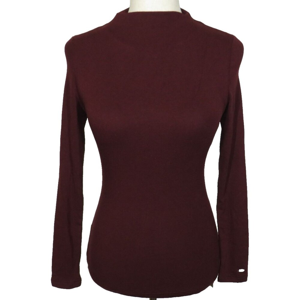 OGL EcoMousse LiteWarm Mock Neck Long Sleeve Brami Top Ruby Size Small